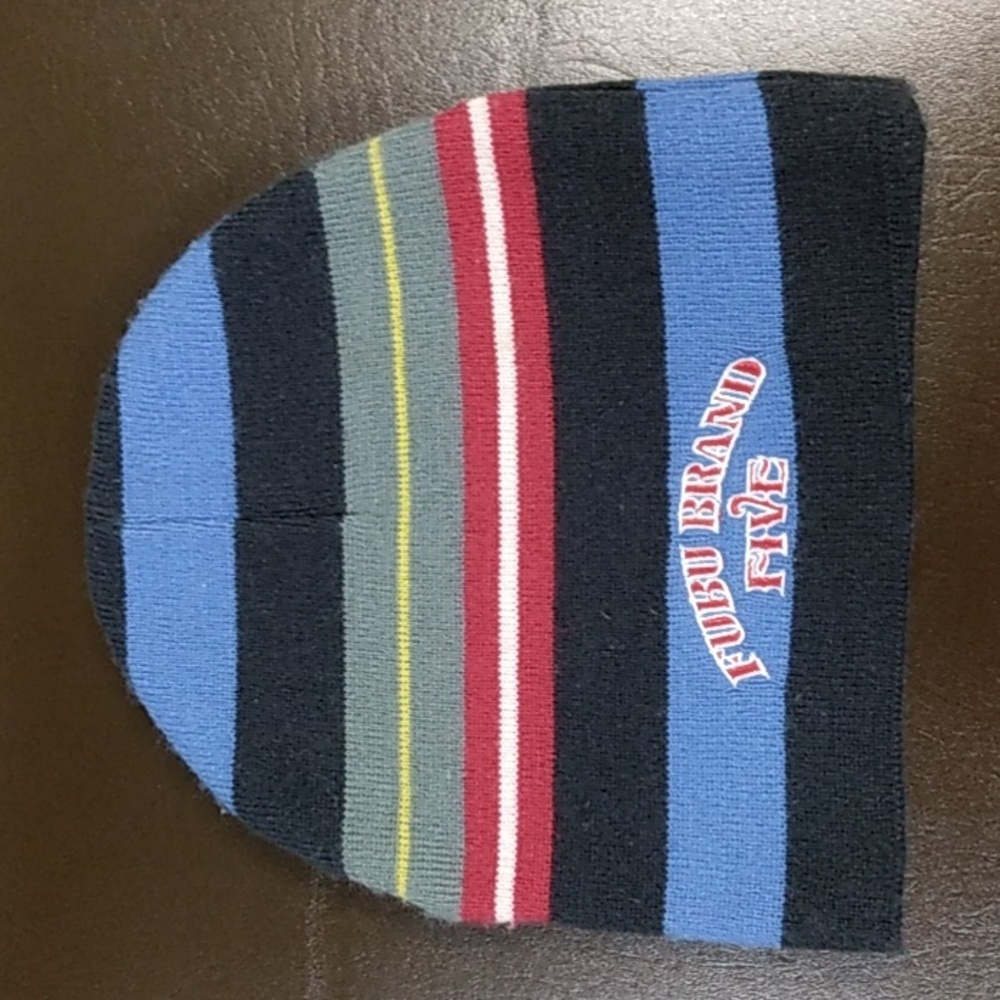 Fubu Striped Beanie Cap / Hat Embroidered‎ Graphics One Size Fits Most